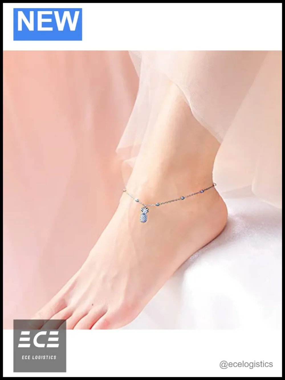 S925 Sterling Silver Pineapple Anklet Adjustable Chain Ankle Bracelet